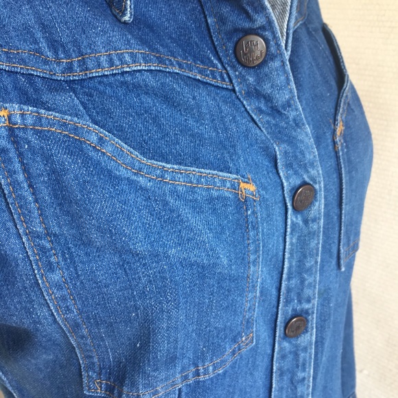VTG 70s Landlubber Dress Western Denim Snap Coat - Picture 3 of 8